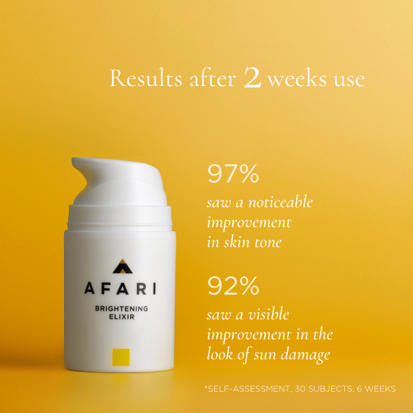 This powerful dark spot serum is packed with antioxidant-rich ingredients that help to visibly diminish the appearance of discoloration and uneven skin tone.  Afari uses an oil-soluble form of Vitamin C together with soothing Bulbine, making this a suitable treatment for those with sensitive skin.  With daily, continuous use, skin is visibly brighter, more even and radiant.