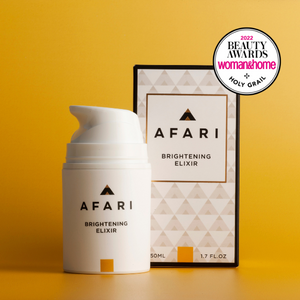 Award winning Brightening Elixir Serum - Afari Skincare South Africa enriched with indigenous Bulbine which helps even skin tone and fade dark marks and spots